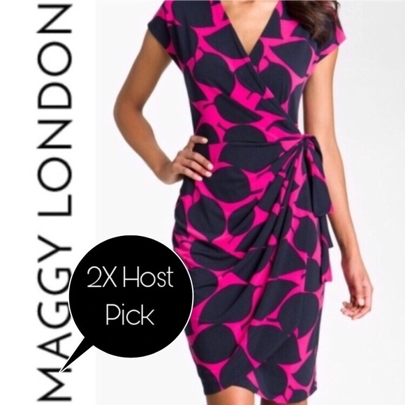 Maggy London Dresses & Skirts - Maggie London Wrap Dress Leaf Print